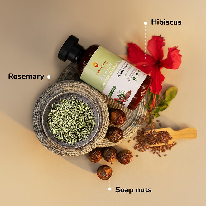 Navavedam Soapnut Powder Shampoo | Natural Herbal Hair Cleanser | Gentle Daily Shampoo | Sulphate-Free | Paraben-Free | Suitable for All Hair Types